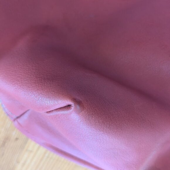 J Jill Coral Leather Tote Bag Purse Removable Pocket Hexagonal Unlined - Picture 11 of 13